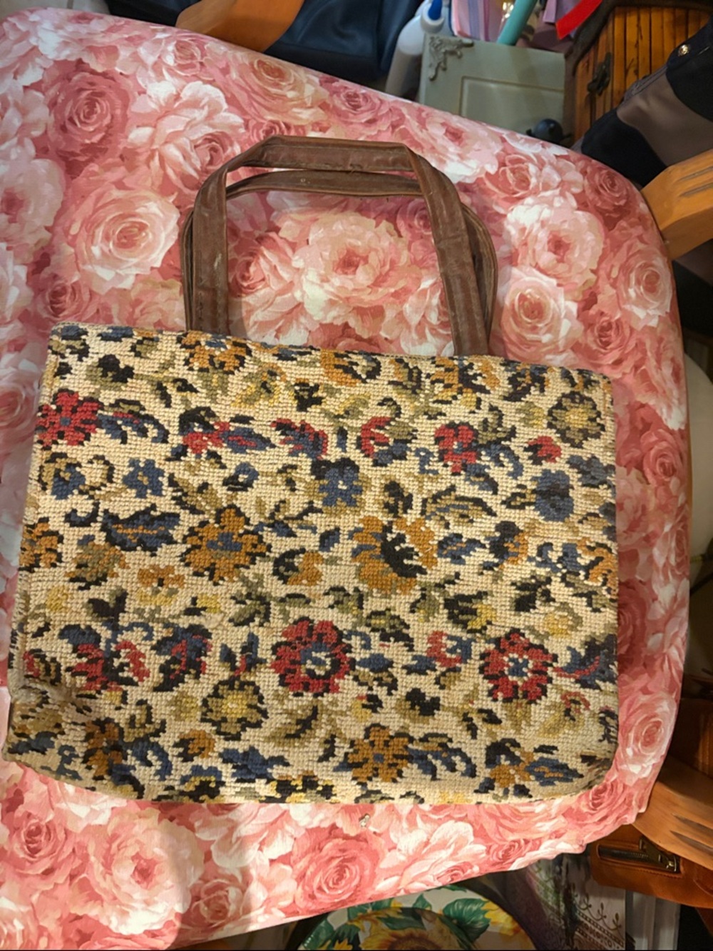 Woven Floral Tote Bag in Multi-Color
